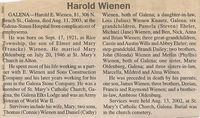 2003-08-11 Harold Wienen Obituary
