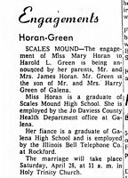 Harold Green wedding - Freeport Journal-Standard 14 APR 1956
