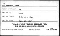 John Lawless Revolutionary War Pension Final Payment Voucher 1847