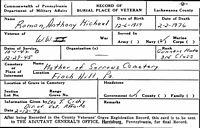 Anthony M Roman - Pennsylvania, Veterans Burial Cards, 1777-2012