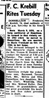 Frederick Krebill - Fort Madison Evening Democrat 25 Aug 1952