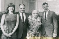 Lynn Champlin, Al Lloyd [Rick's father], Grandma Andrew, and Rick Lloyd [Simpson College Graduation; 1967].jpg