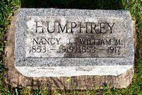 William Humphrey Nancy Whitson grave marker - Sunnyside Cem, Milton, Iowa
